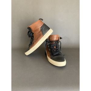 John Varvatos 315 High-Top Soft Leather Sneakers Brown & Black Shoes Size 8 Mens